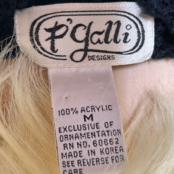 Vintage Sweater Black Embellished Appliqué Beaded Shoulder Pads P’ Galli Medium - Picture 9 of 10